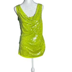 Women’s INC International lime green sleeveless embellished slip top size Med